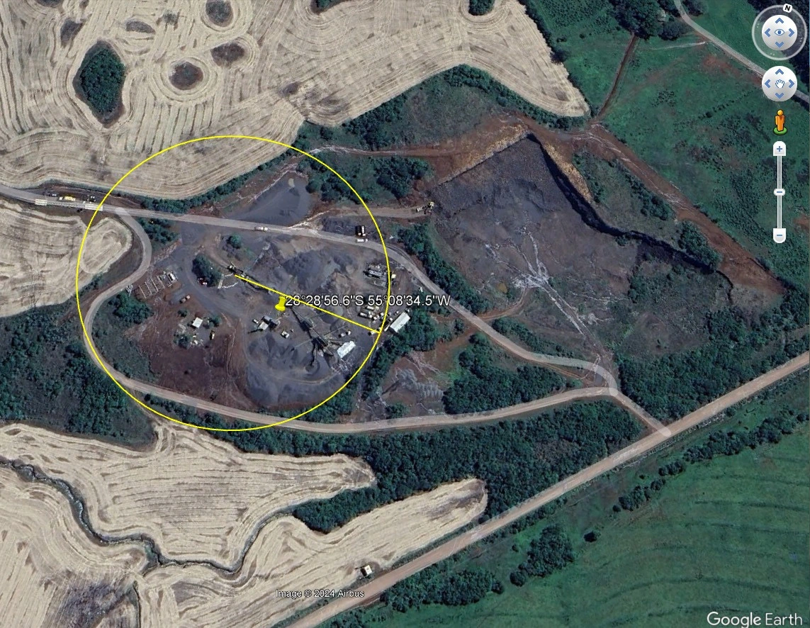 Área de mineração protegida com um para-raio